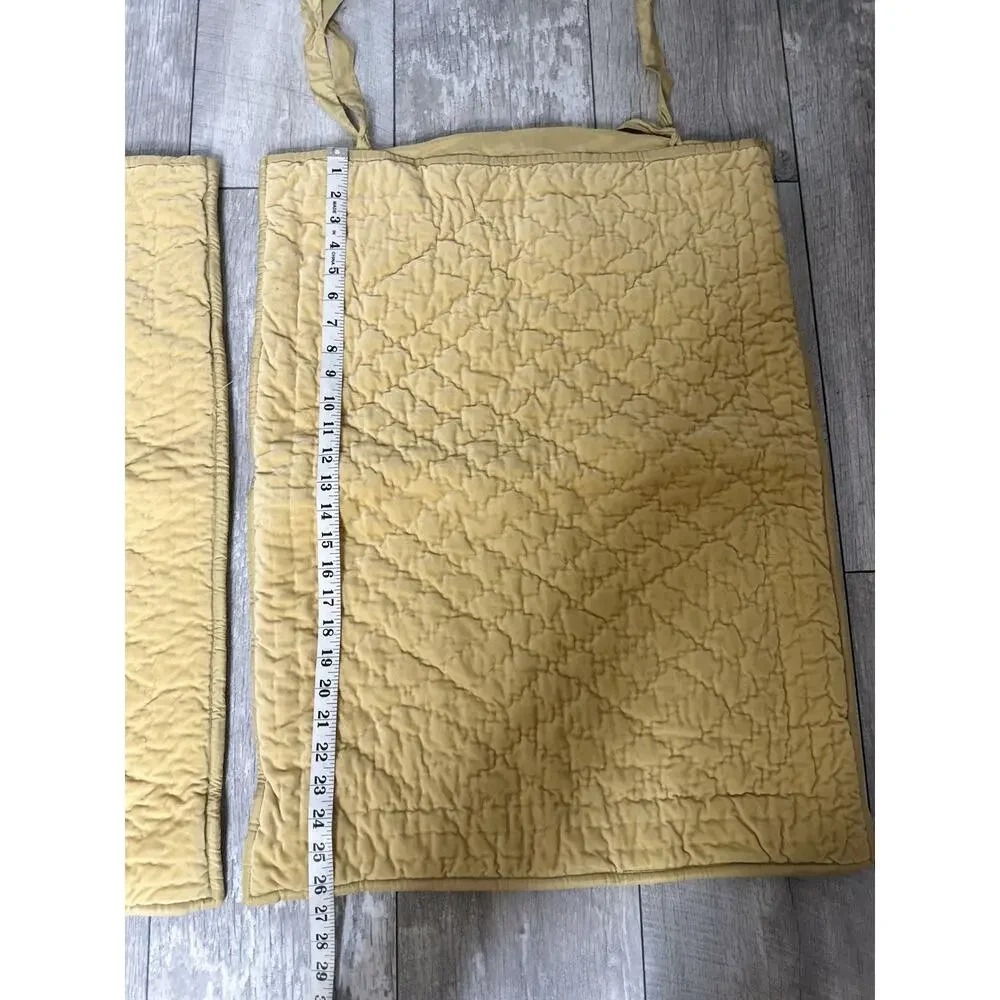 Pottery Barn Gold Quilted Silk Cotton Standard Pillow Shams Set of 2 Tie Country